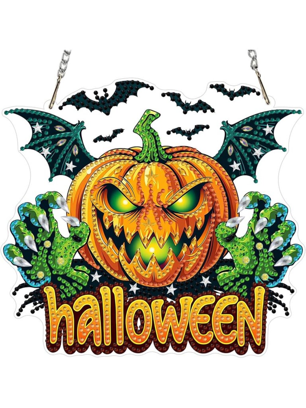Halloween Hanging Diamond Art Ornaments w/ Chain Diamond Pumpkin Monster Hanging